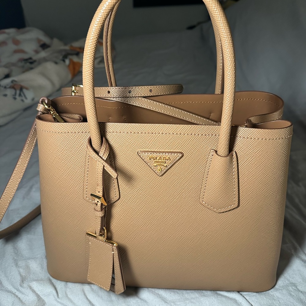Prada Beige Leather Tote Bag